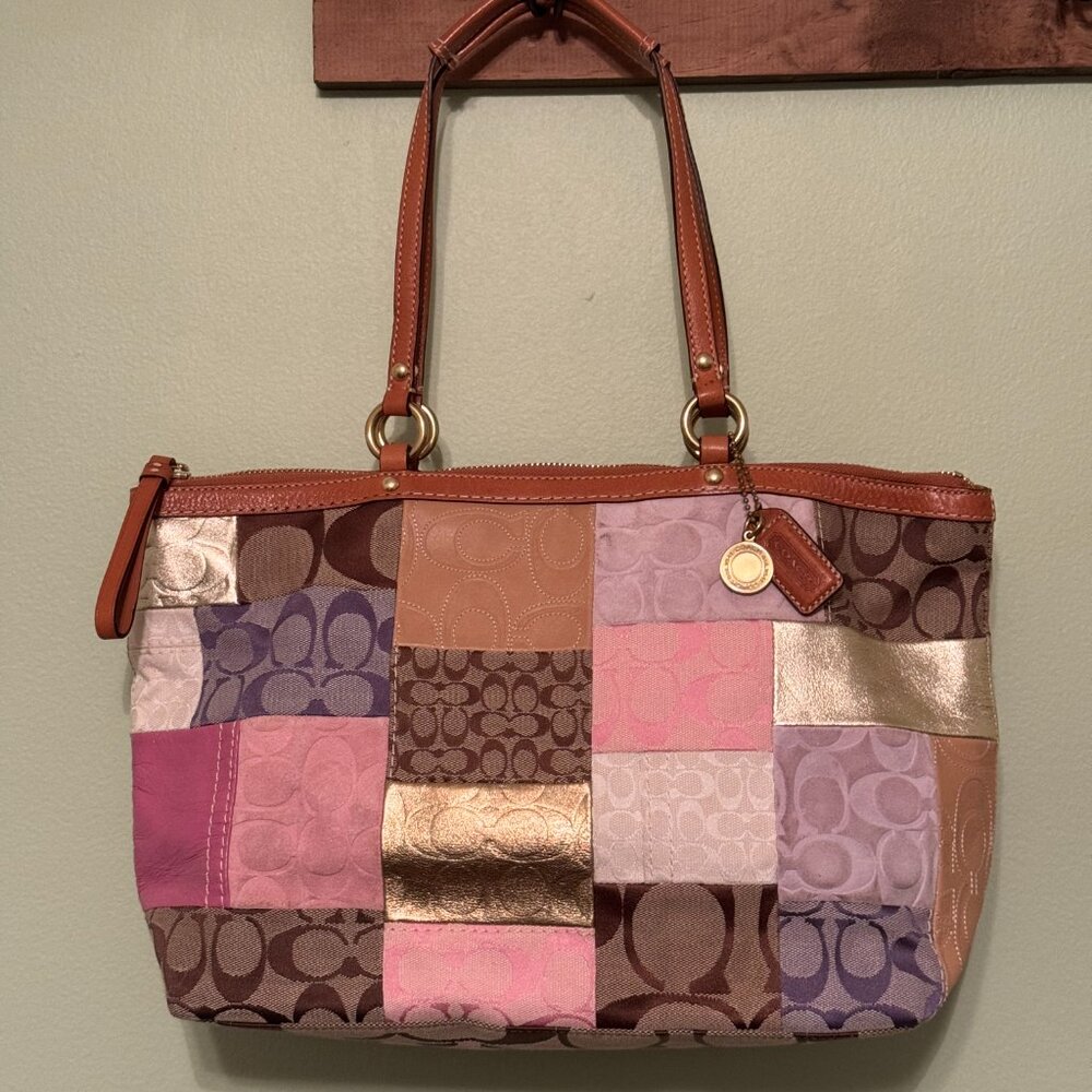 Y2K Coach Signature Patchwork Multi-Texture Hobo Bag